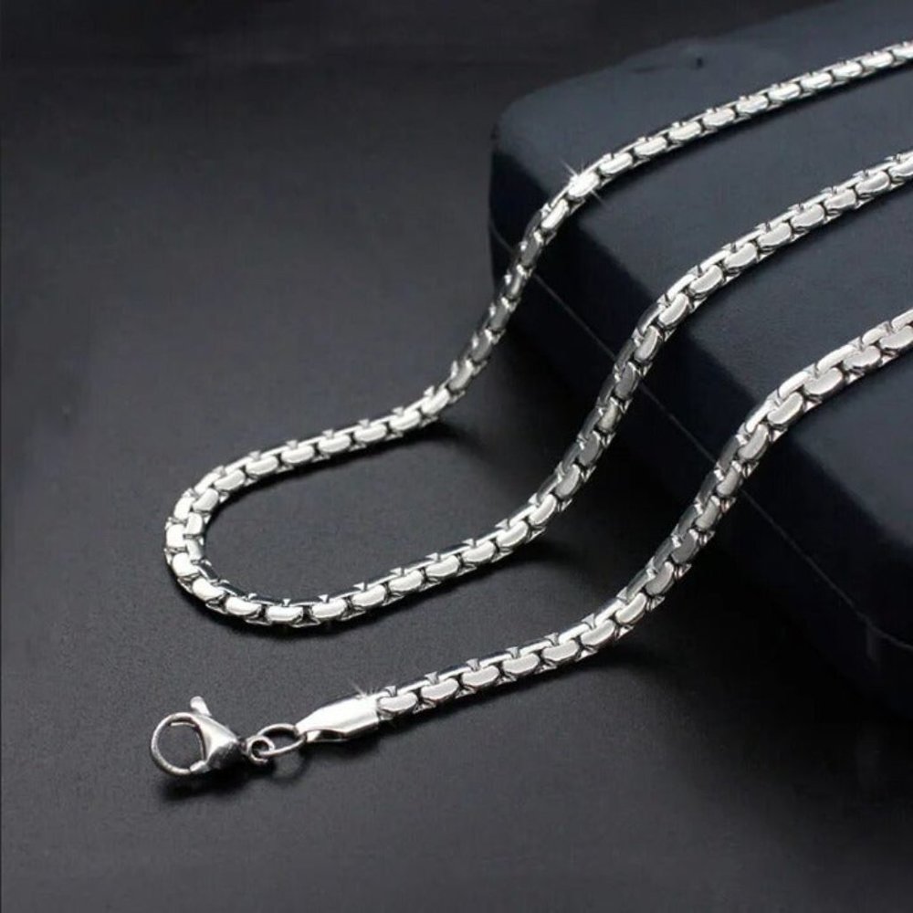 28" Mens 14K White Gold Chain Link Necklace Streetwear 14 Karat K Guys Jewelry - Picture 5 of 9